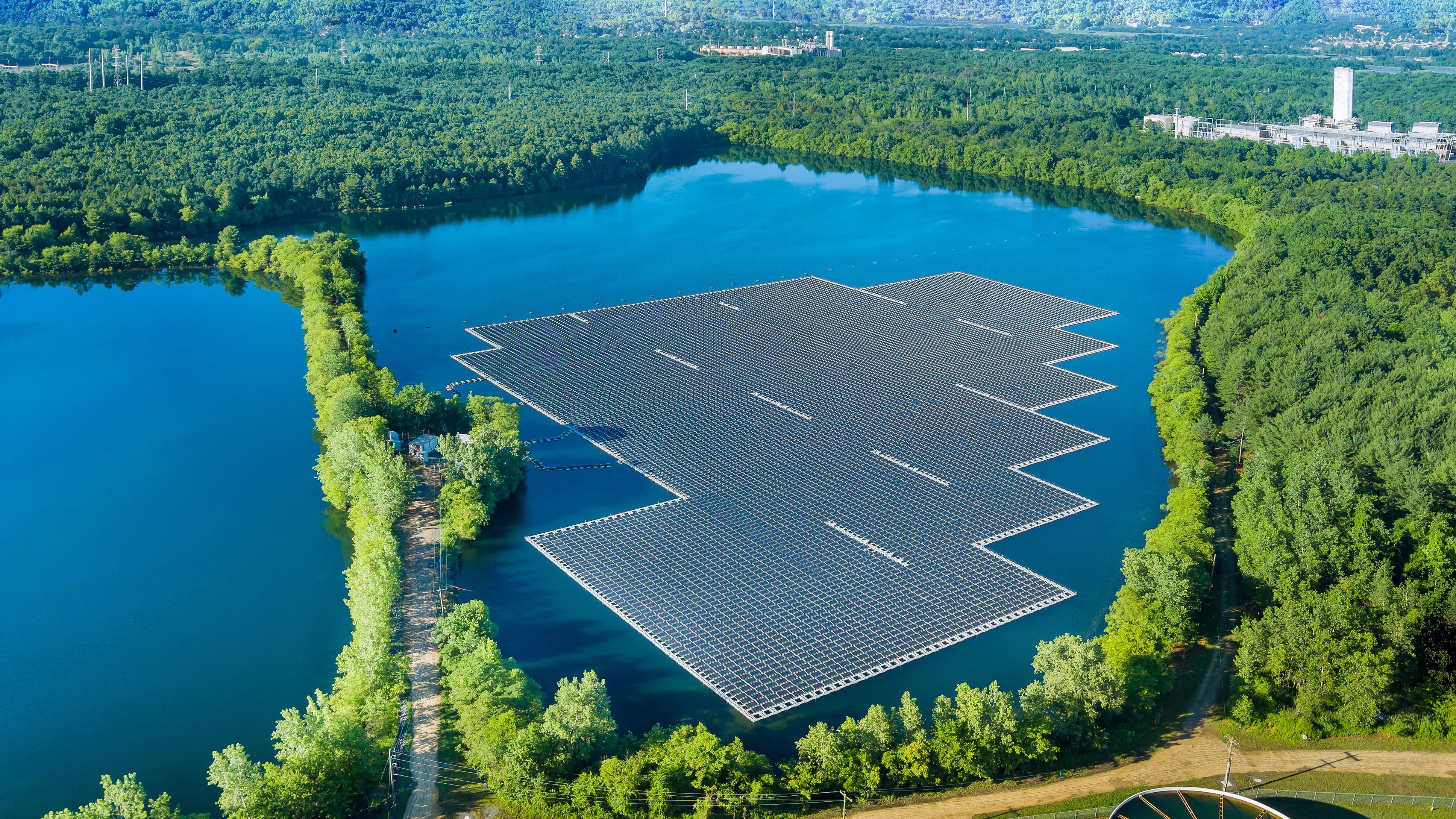 <div class="paragraphs"><p>Aerial view of floating solar panels cell platform on the lake. (File Photo for representational purpose)</p></div>